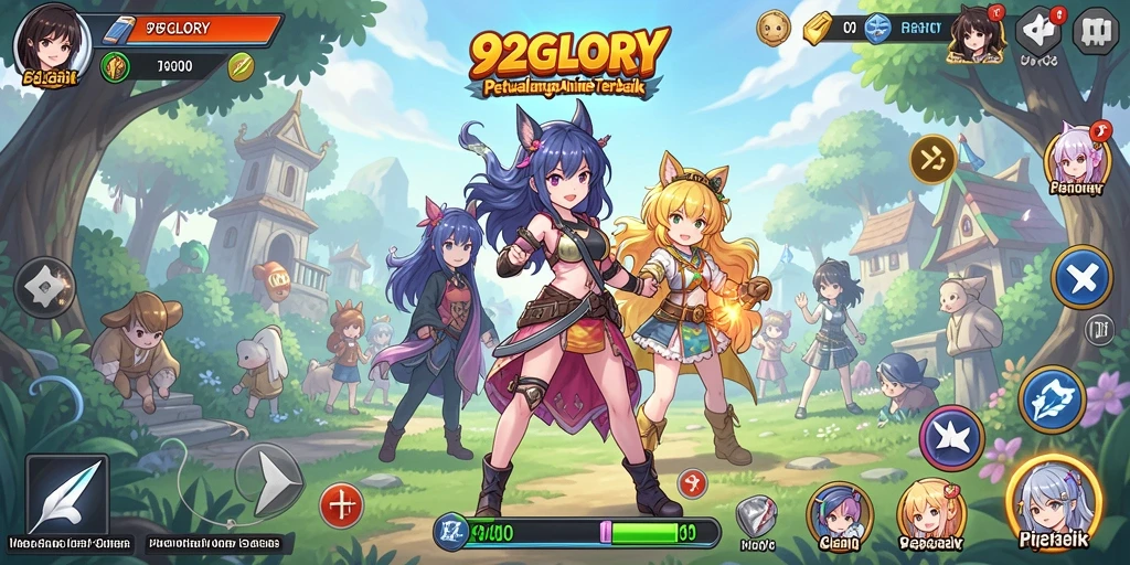 Tampilan gameplay <strong>92GLORY</strong> yang memukau dengan karakter Anime yang beraksi.