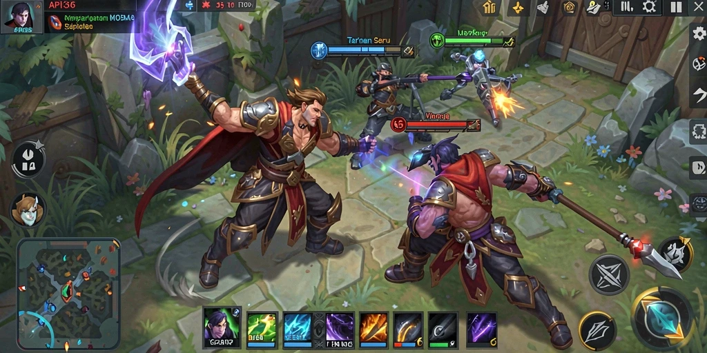 Tampilan gameplay API36 yang seru dengan karakter bertarung.