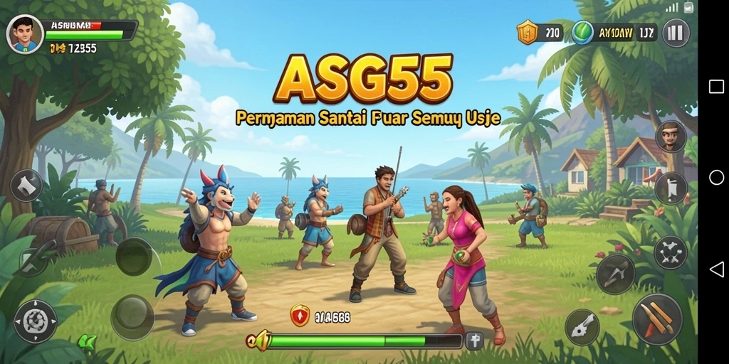 Tangkapan layar gameplay ASG55 yang menampilkan suasana seru dan santai.