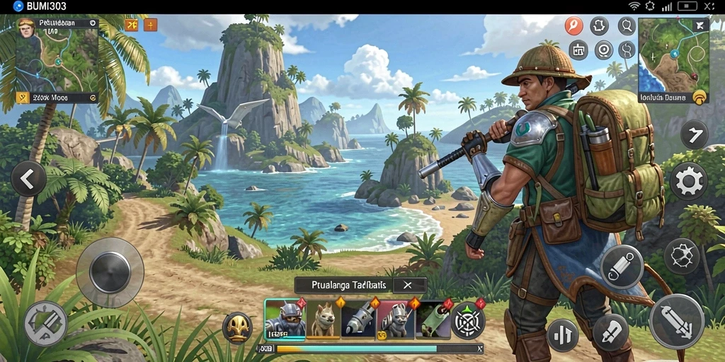 Screenshot gameplay BUMI303 menampilkan petualangan seru di dunia terbuka.