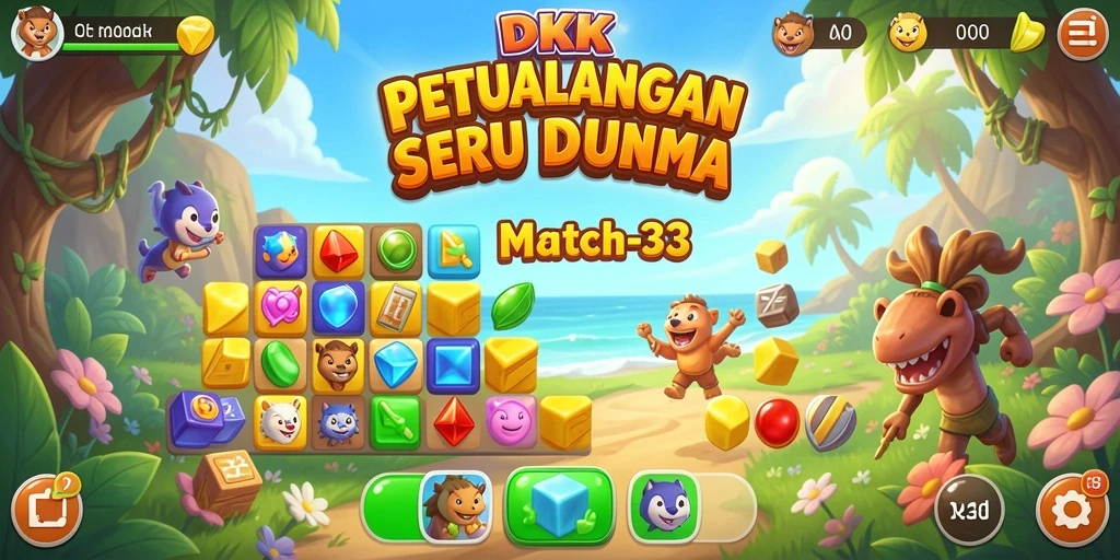 Tampilan gameplay seru dari DKK dalam genre Match-3.