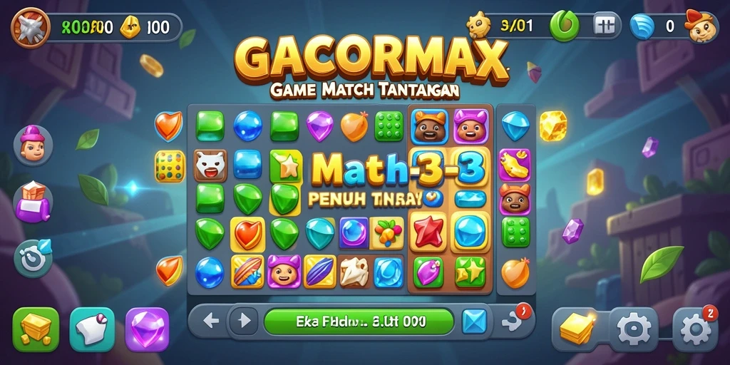 Tampilan gameplay seru GACORMAX dalam aksi Match-3.