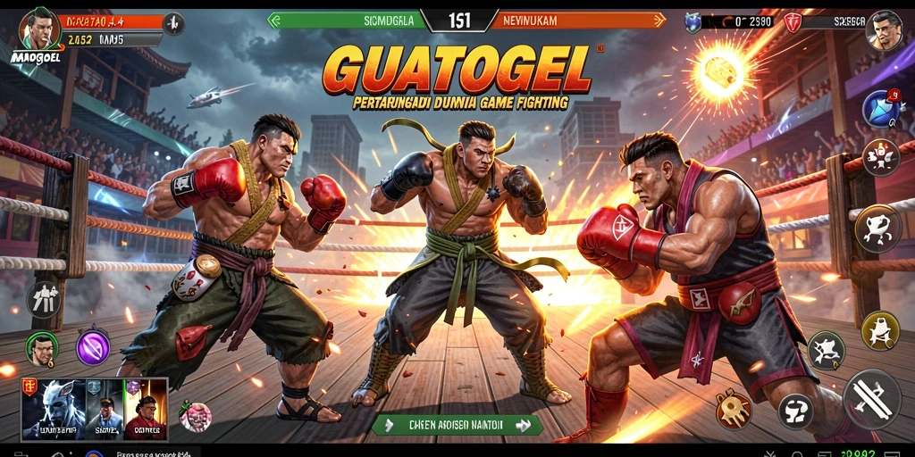 Screenshot utama GUATOGEL menampilkan aksi pertarungan mendebarkan.