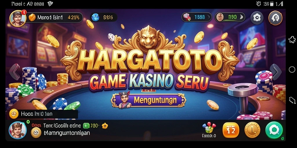 Screenshot gameplay HARGATOTO yang menampilkan suasana kasino yang mendebarkan.