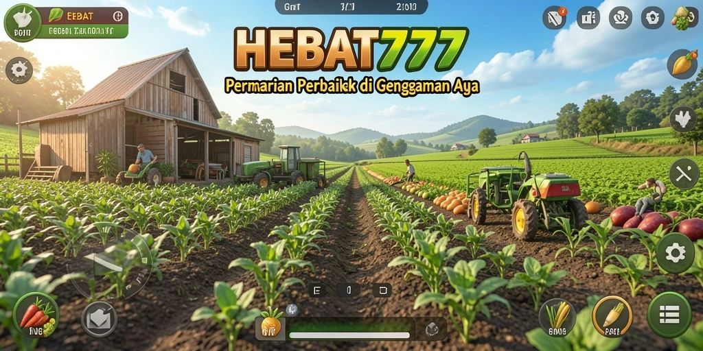 Screenshot HEBAT777 menampilkan gameplay pertanian yang seru dan interaktif.