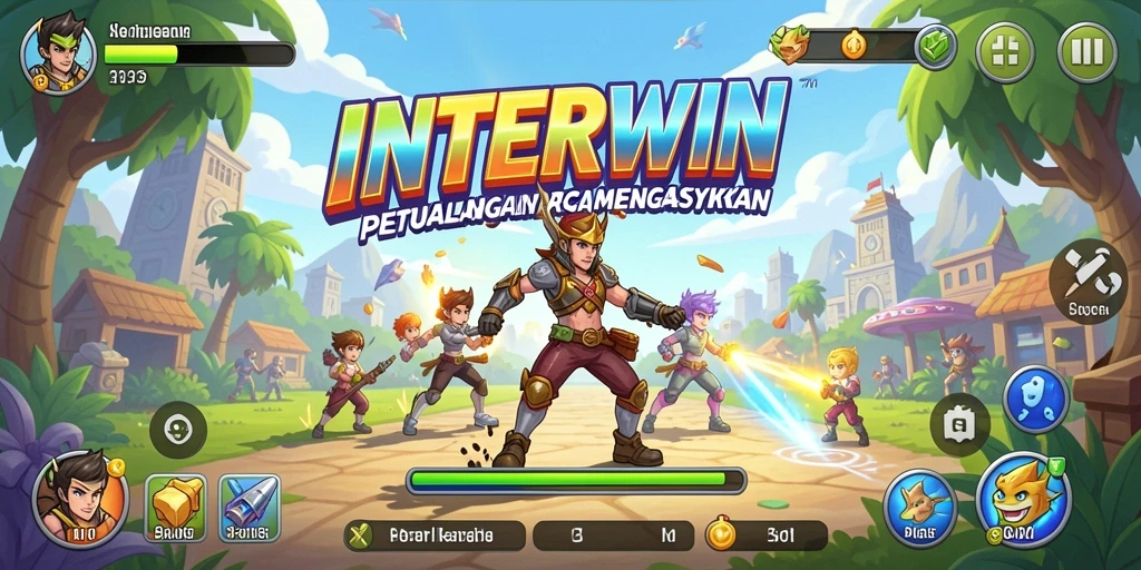 Tangkapan layar utama INTERWIN menampilkan gameplay seru di level yang penuh tantangan.
