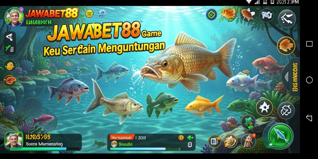 Tampilan gameplay JAWABET88 dengan aksi memancing yang mendebarkan.