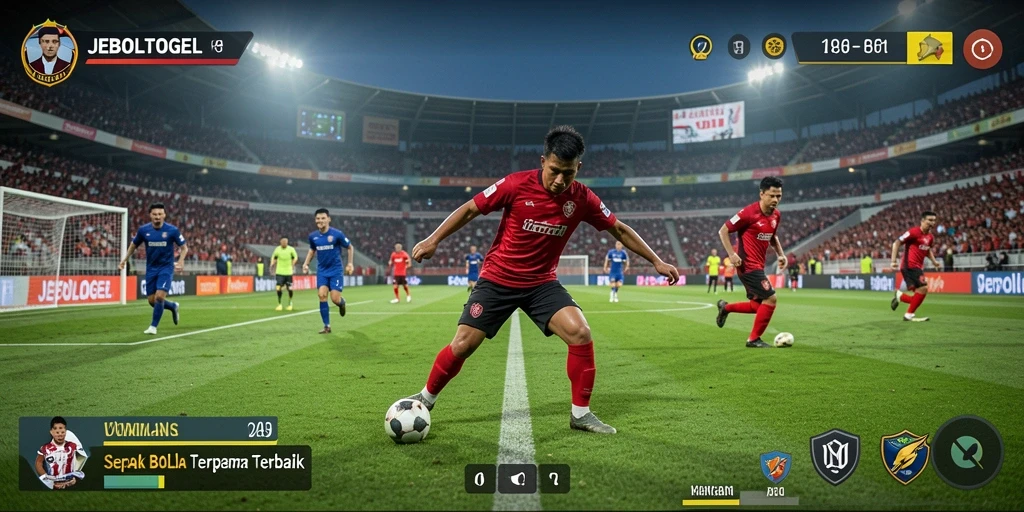 Tangkapan layar yang menunjukkan aksi seru di lapangan sepak bola.