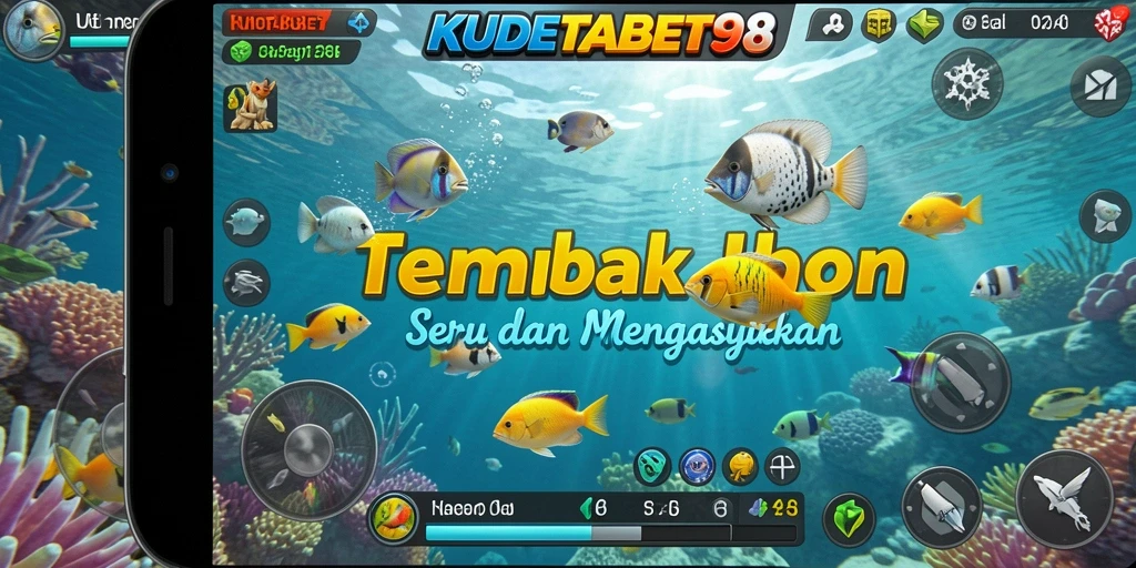 Screenshot menunjukkan aksi menembak ikan dalam KUDETABET98.