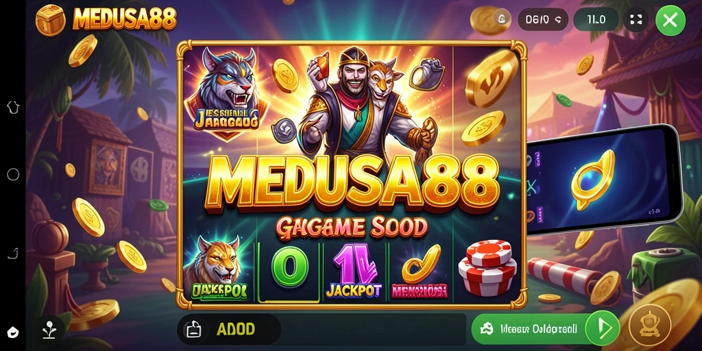 Tampilan gameplay menegangkan dengan desain slot yang berwarna-warni.