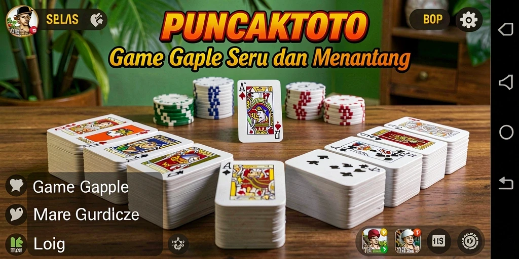 Screenshot gameplay PUNCAKTOTO yang menampilkan suasana seru bermain Gaple.