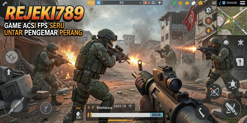 Tangkapan layar gameplay REJEKI789 menunjukkan aksi pertempuran yang intens.