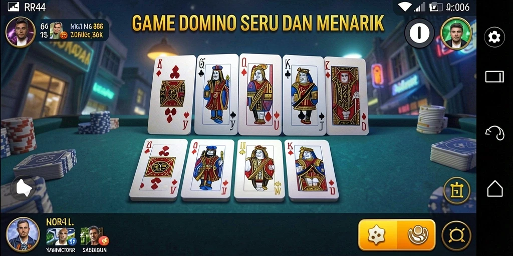 Screenshot gameplay RR44 menampilkan momen seru permainan Domino.