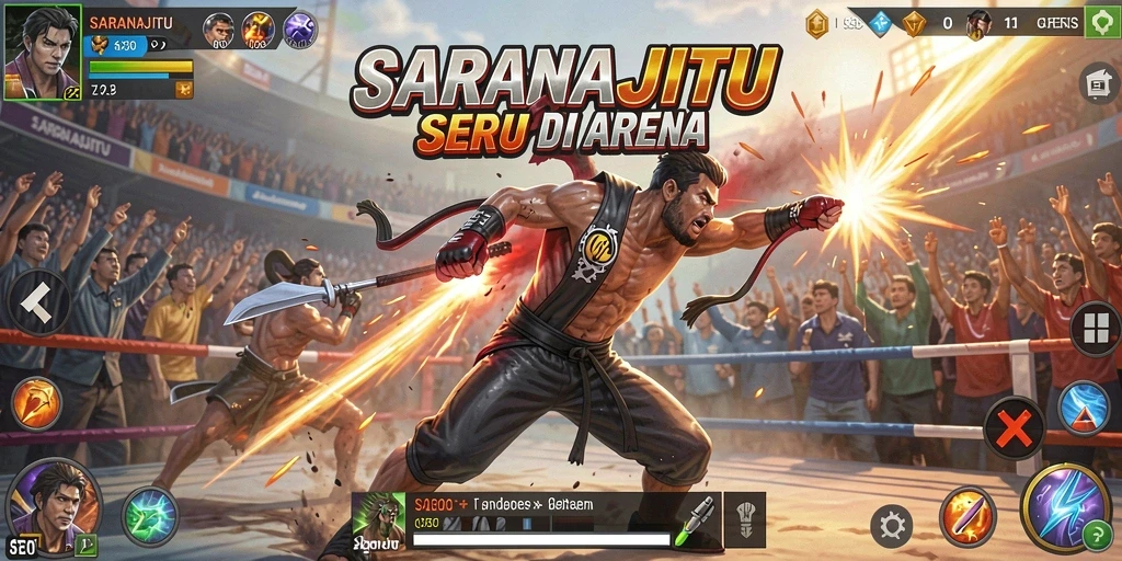Tampilan gameplay SARANAJITU yang intens dan penuh aksi