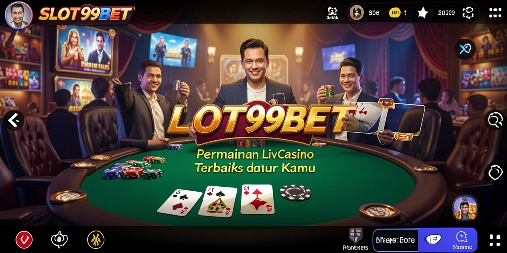 Screenshot SLOT99BET yang menampilkan dealer langsung dalam aksi permainan Live Casino.