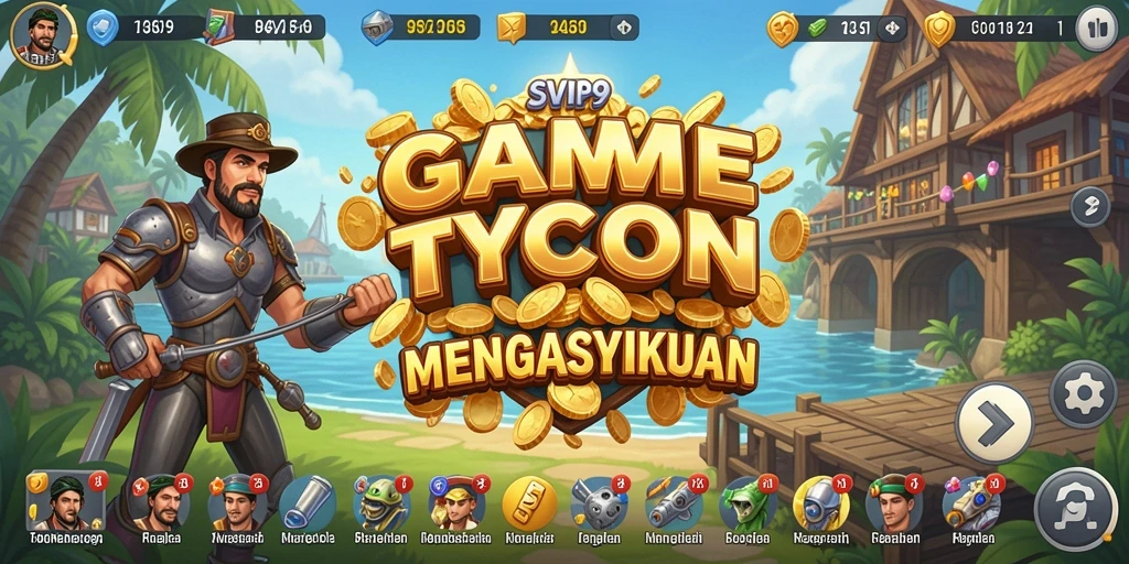 Screenshot SVIP9 menampilkan aksi seru dalam mengelola bisnis Tycoon.