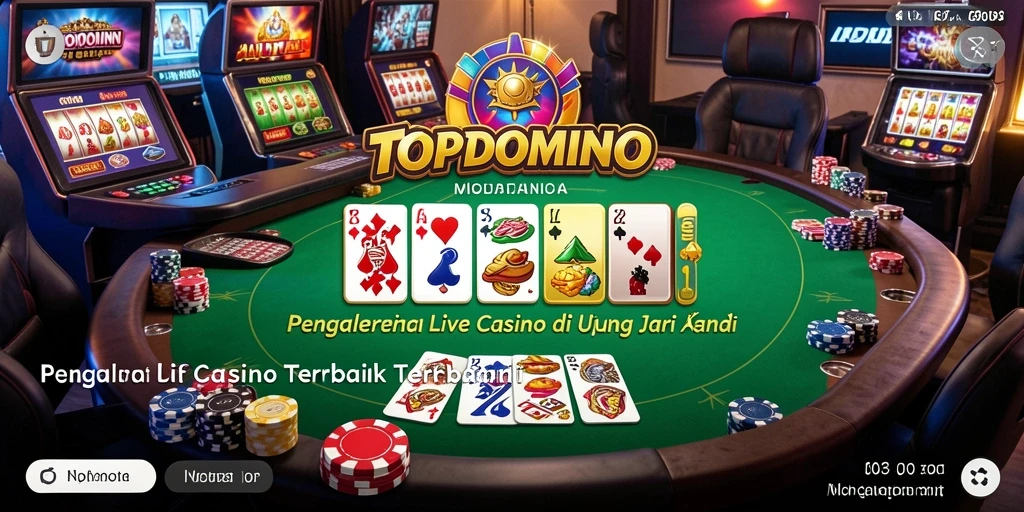 Gameplay menarik di TOPDOMINO dengan dealer langsung dan suasana kasino.