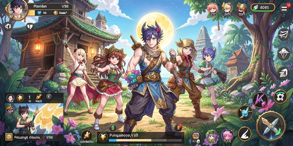 Tampilan gameplay V98 yang seru dan penuh warna.