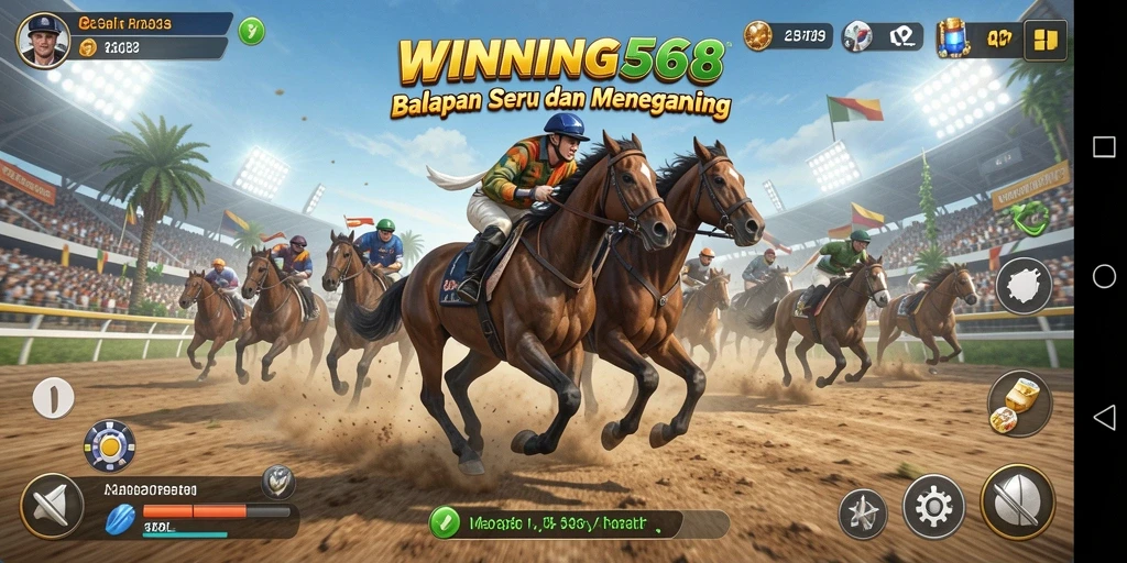 Tampilan menarik dari gameplay balap dalam WINNING568.