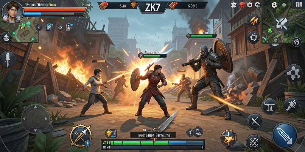 Tampilan gameplay ZK7 yang intens dan strategis.